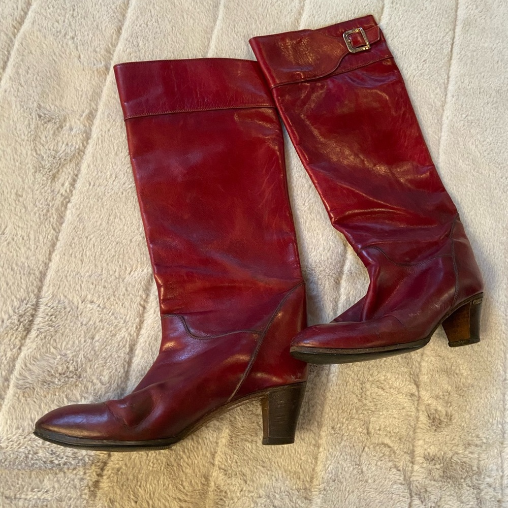 Bartoli VERO CUOIO genuine red leather knee boots